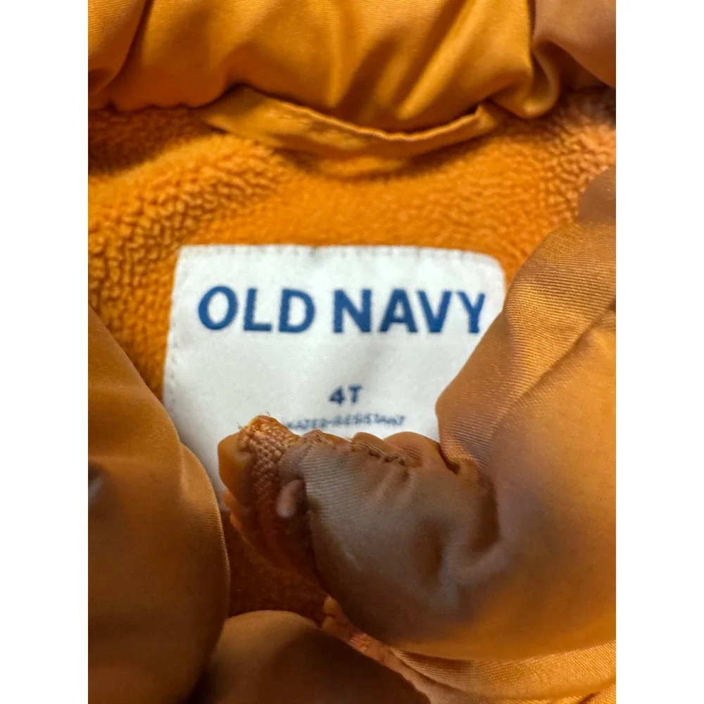 Old Navy Kids Water-Resistant Fleece-Lined Puffer Vest Mustard Orange 4T